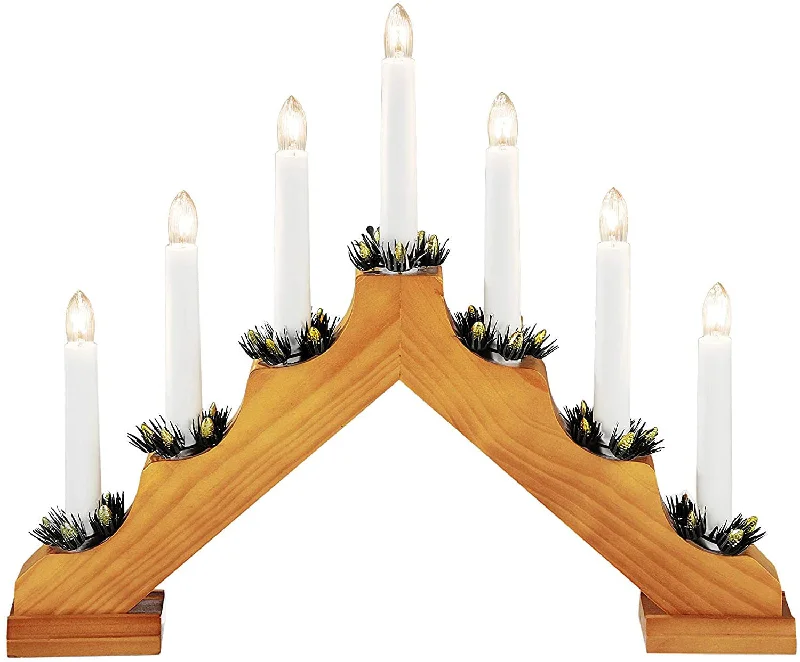 Konstsmide Light Wooden Candlestick with 7 Lights